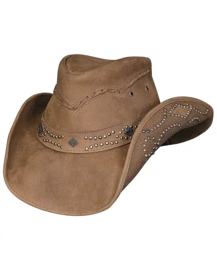 Leather Cowboy Hat Wide Brim Western Style Knight Hat for Men & Women Outdoor Cowgirl Hat Charring Edge