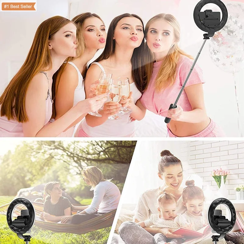 6 дюймов штатив с защитой от повреждений и кольцом свет для телефонов на базе Android Стенд видео светодиодная кольцевая лампа батарейным питанием кольцевой светильник Q07 селфи функцией Bluetooth