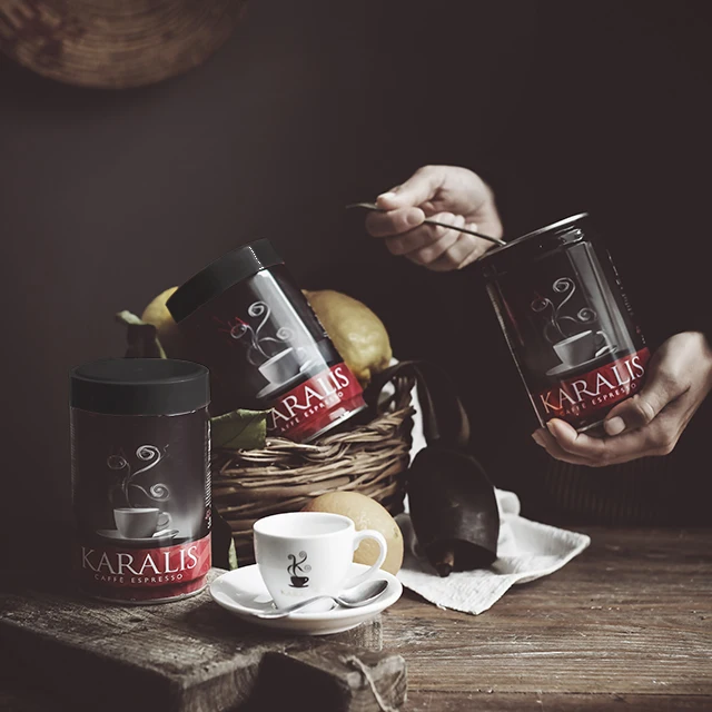 
Ground Espresso Coffee Blend - Caffe Karalis ROSSA 250g Tin Can ESPRESSO 