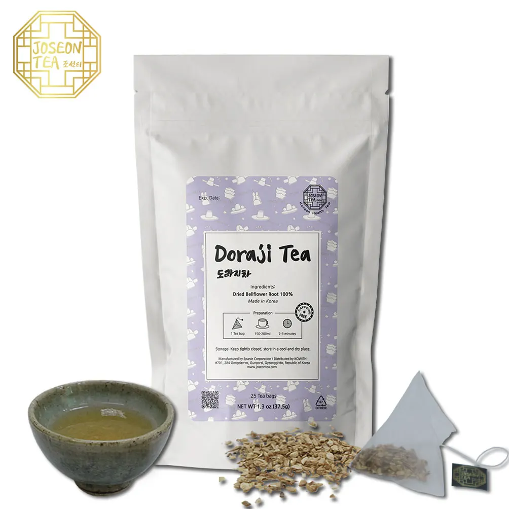 Корейский полезный имбирный чай, корневой чай Balloonflower в пирамидном треугольном фильтре, чайные пакетики, оригинал, Сделано в Корее