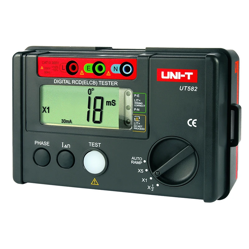 UNI-T UT582 цифровой RCD (УЗО) тестер 1000 цифровой RCD (УЗО) тестер с фазовым переключатель блокировки измерения