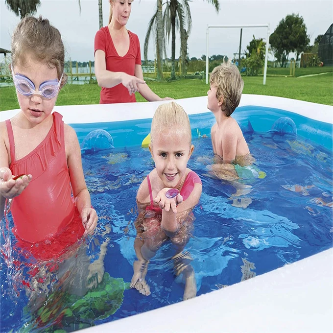 Очень популярный продукт голубой надувной бассейн с мультяшным рисунком прямоугольный игровой для подводных приключений 8 дюймов x 69 20