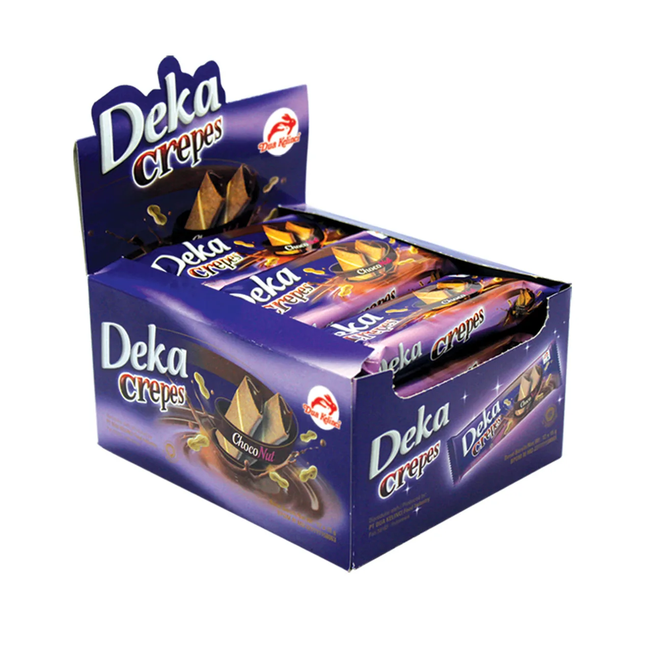 DUA KELINCI - DEKA - CREPES GENERAL TRADE PACKAGING CHOCOLATE PEANUT FLAVOR SNACK INDONESIA 168 GR