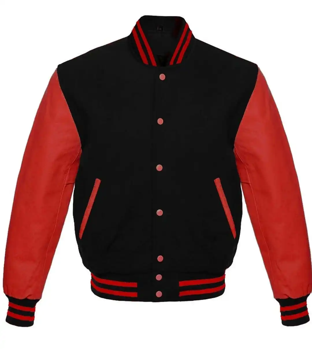 
Mens Baseball Style Red and white Varsity Jacket 