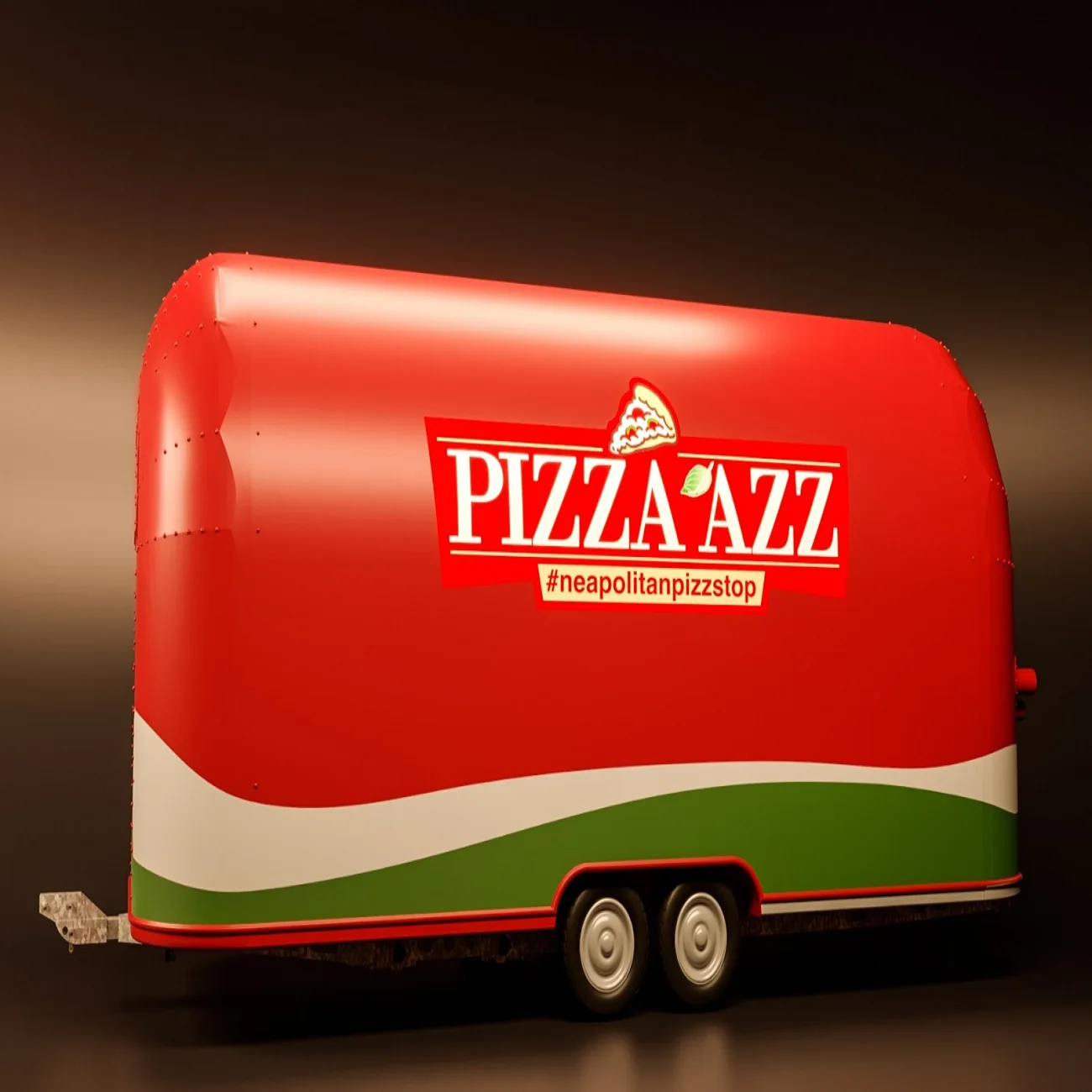 Italian 5x2m gas food truck mobile for baked and fried authentic Neapolitan pizza export street food