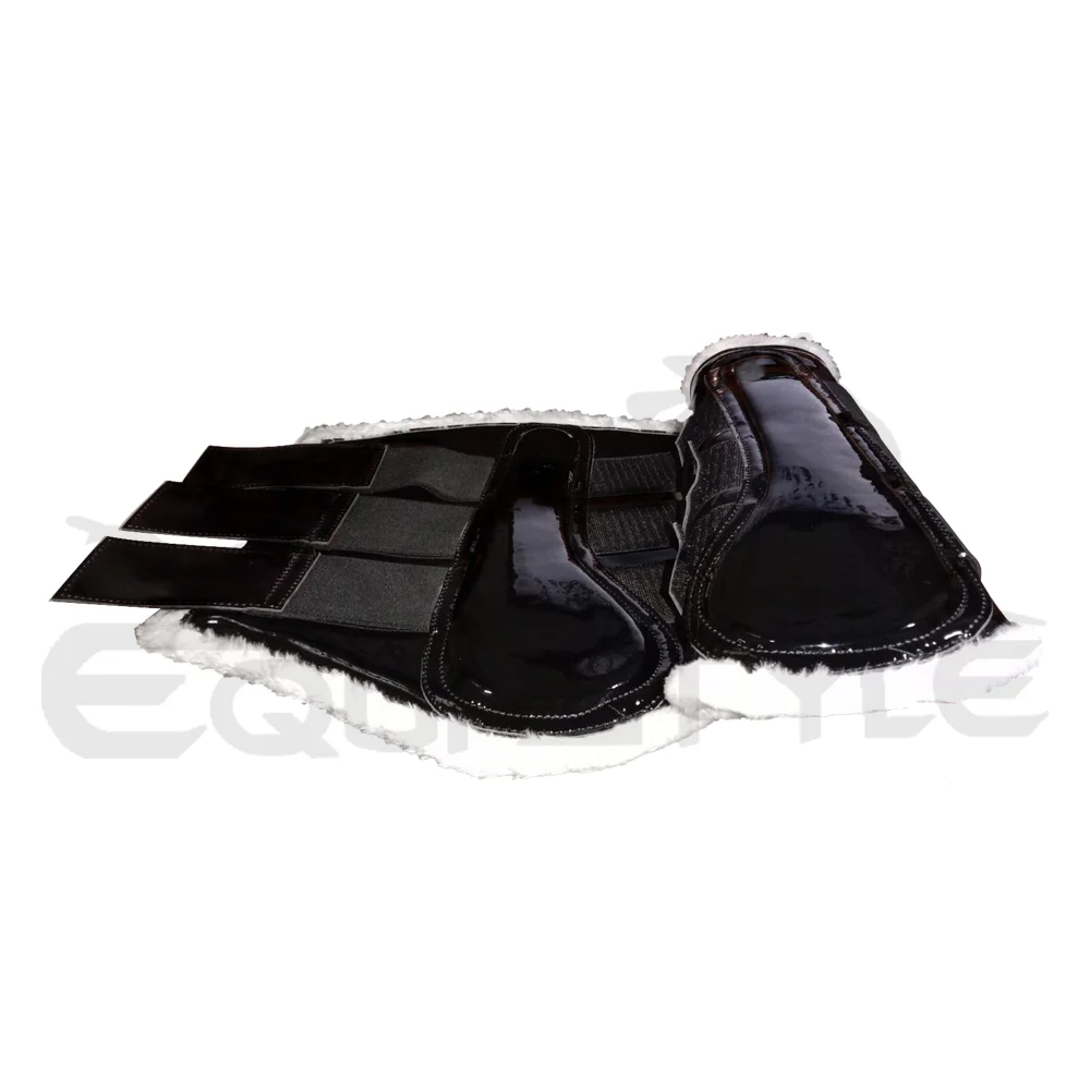Однотонные черные ботинки для лошадей кожаные белые мягкие флисовые меховые спортивные премиум-качества конного спорта