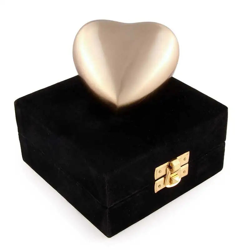 Gold Color Aluminum Heart Shape Cremation Urns For Ashes New Design Funeral Jars and Memorial Urns in Wholesale Price From India