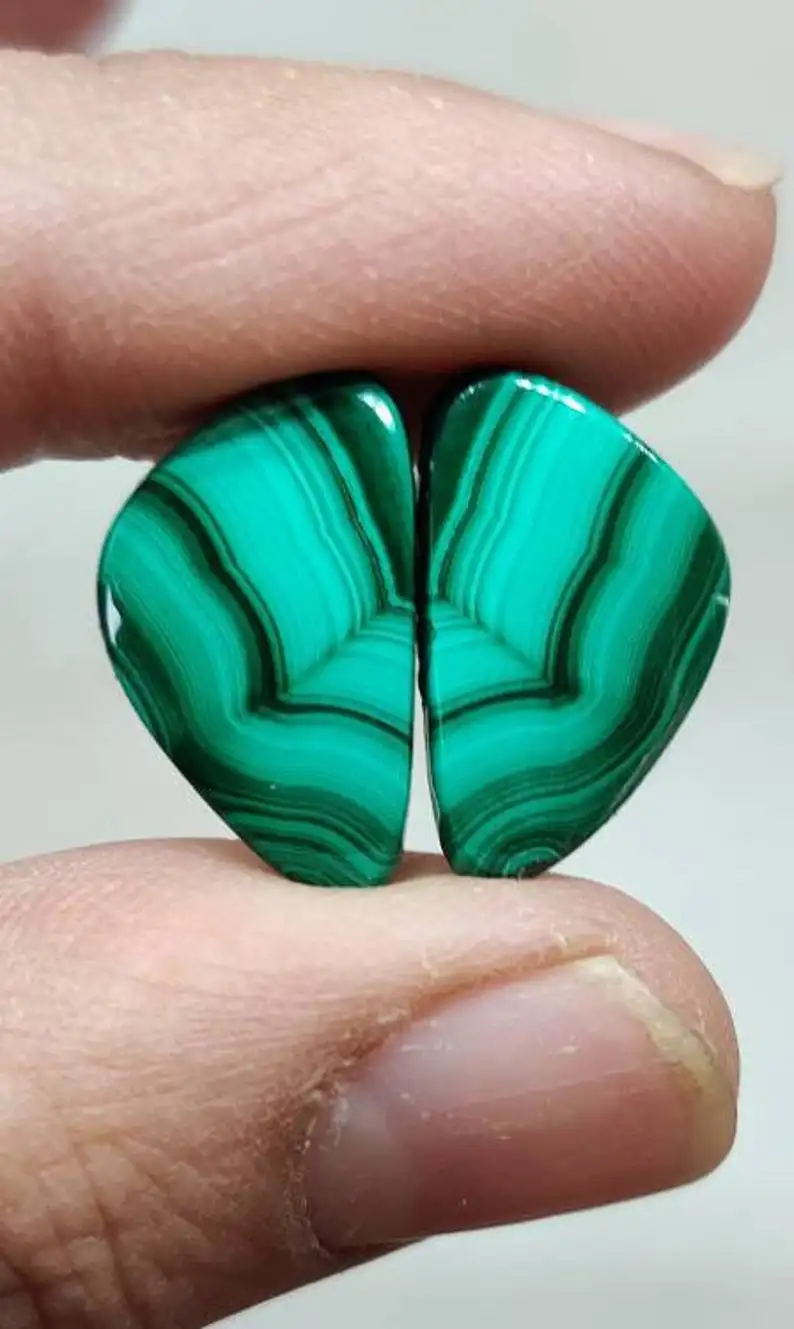 100% Natural Green Malachite Flat Fancy Shape Cabochon Gemstone for 925 Sterling Silver Jewelry Making Rings Necklace Bracelet
