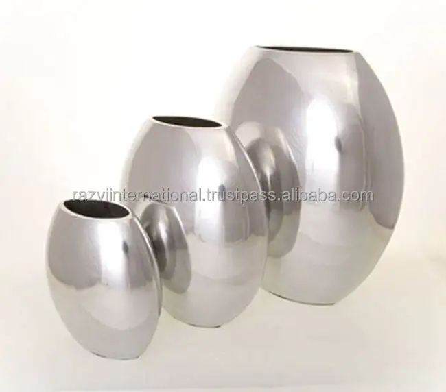 Modern Design Stainless Steel Flower Vase for Home Decoration Wood and Aluminium Tabletop Vase
