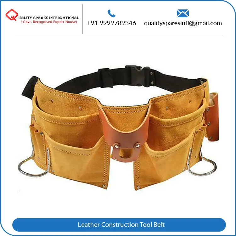 Buy 100% Real Leather Pouch Construction Tool Belt with Quick Release Buckle For Carpenter Construction For Sale