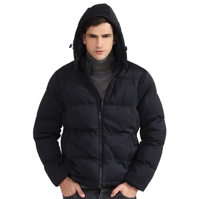 Hooded custom wind breaker Blue bubble down jacket winter jacket men