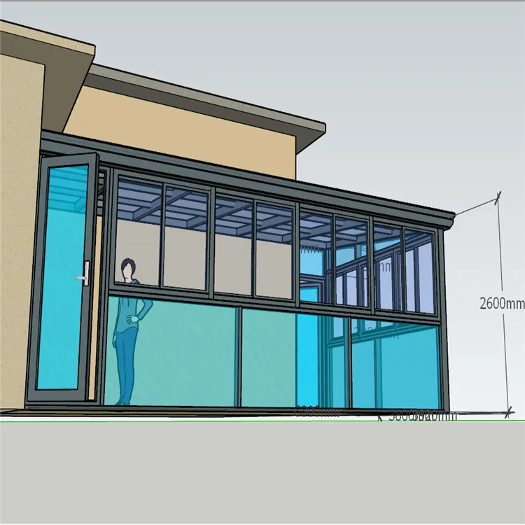 New High Profile Automatically Sunroom Slant Tempered Glass Sunroom Outdoor Glass Room For Garden House Sunroom Glass Door