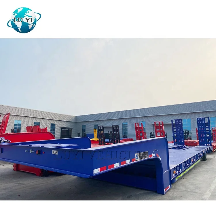 Heavy duty 4 axle 80 ton excavator gooseneck trailer lowbed semi trailer