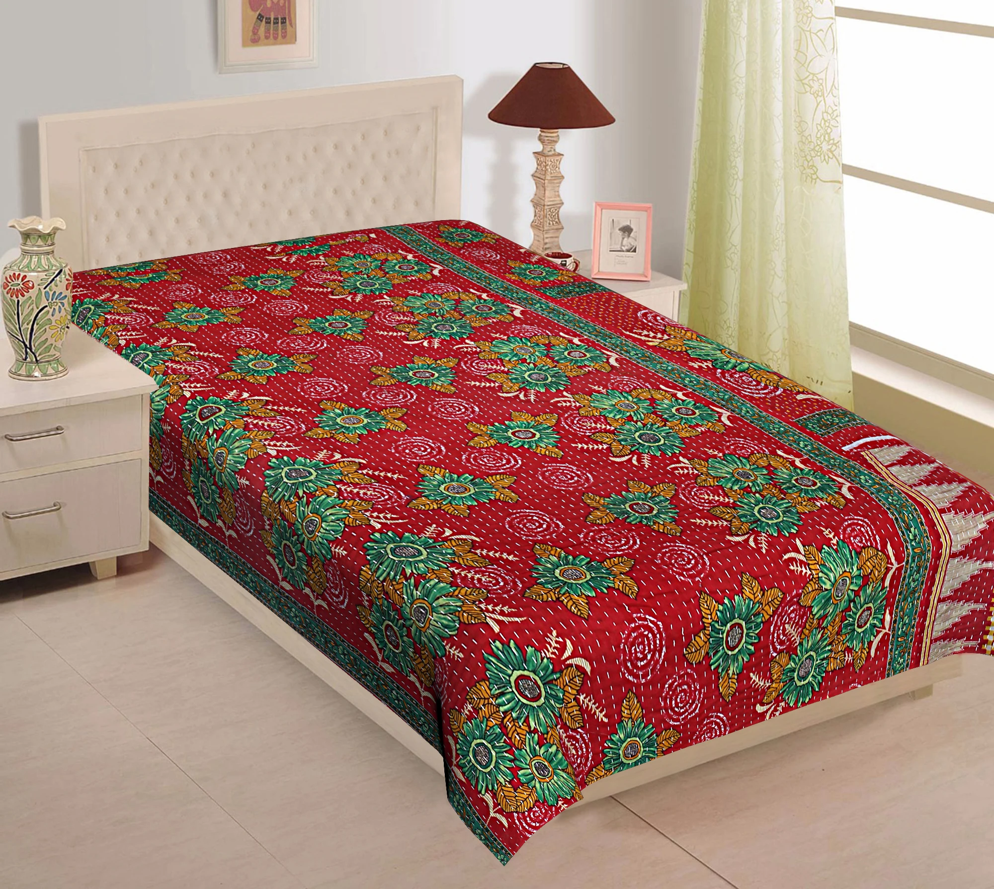 Wholesale Lot Of Indian Vintage Kantha Quilt Handmade Throw Reversible Blanket Bedspread Cotton Fabric BOHEMIAN quilt