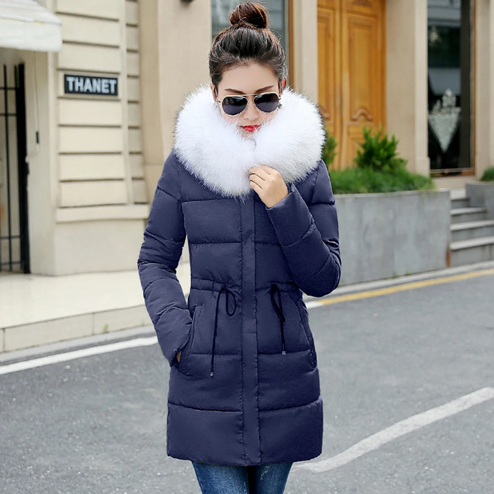 2023 New Arrivals Long Style Winter Warm Fur Collar Hood Down Cotton Parka Jacket Coat For Women And Ladies