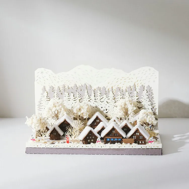 [4] Winter Snow Village DIY Laser Landmark 3D Paper Model Craft