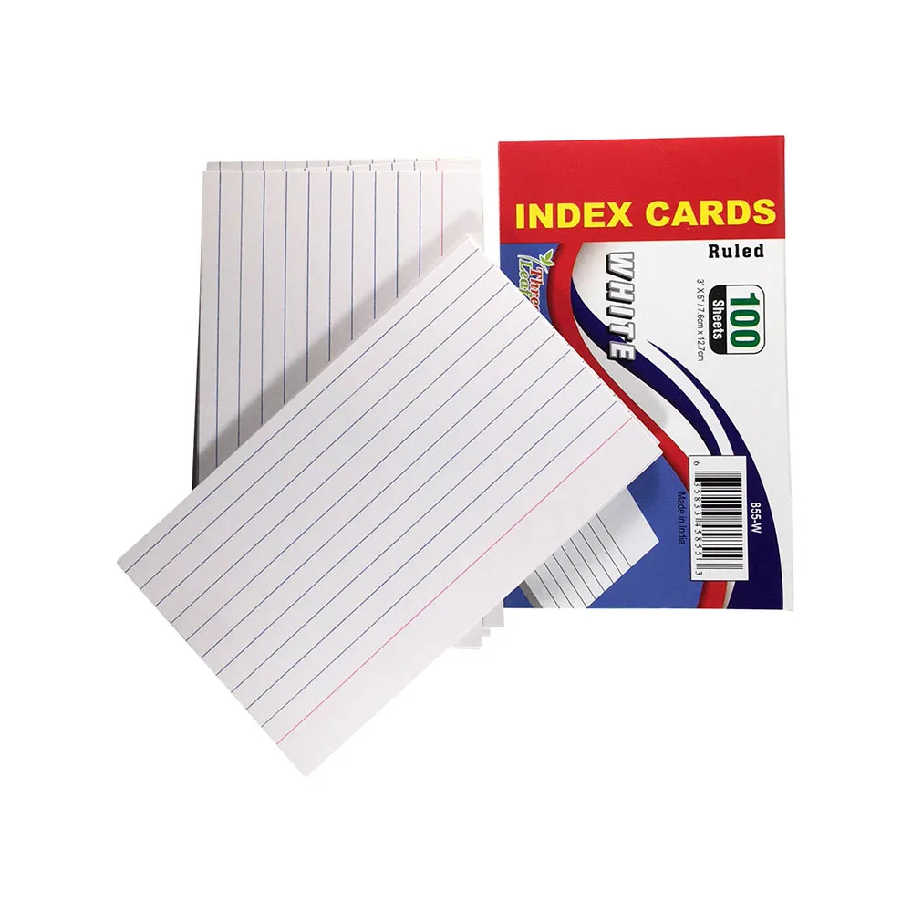 Three Leaf 100 CT 3 X 5 Index Cards Rule White Premium Quality Cards Made in INDIA
