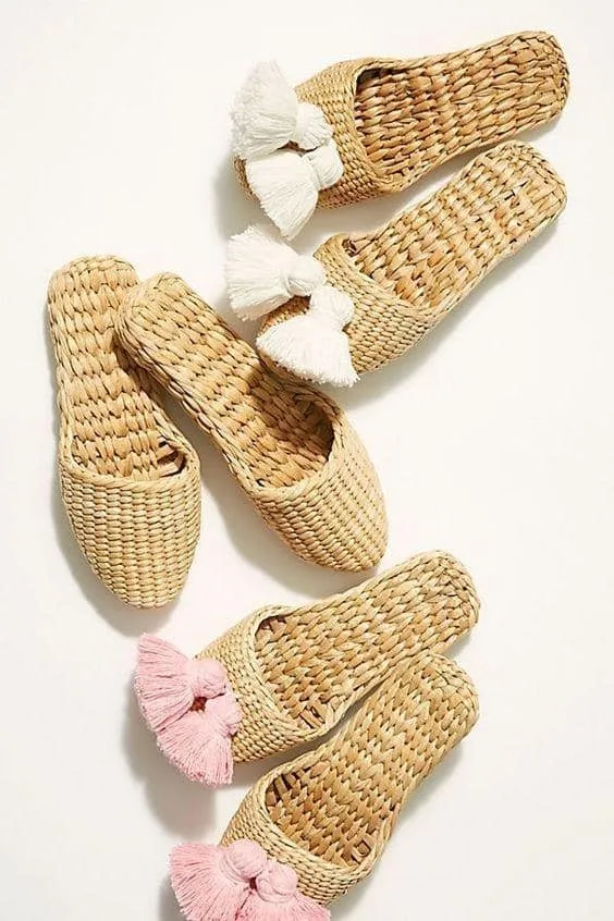 Уникальные тапочки Boho из Вьетнама с Гиацинтом воды для отеля или курорта женские шлепанцы (0084587176063 WS песчаный цвет)