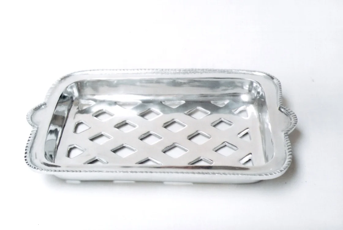 Aluminum Square Serving Tray Antique Plain Polished Platter Dinning Table Decorative Silver Serving Tray At Low Price