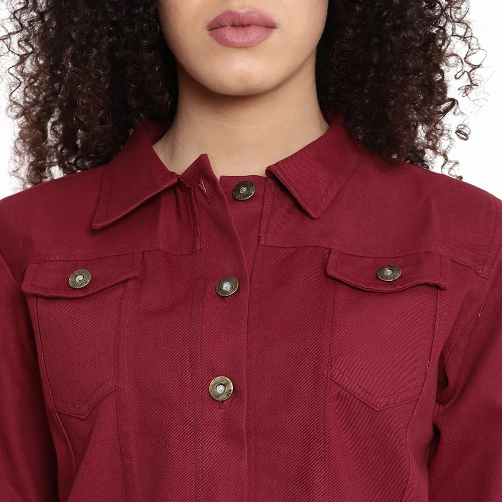Pakistan made Denim Jackets Red Color Jeans Jackets For Winter Wear Denims Jackets For Adults For Girls