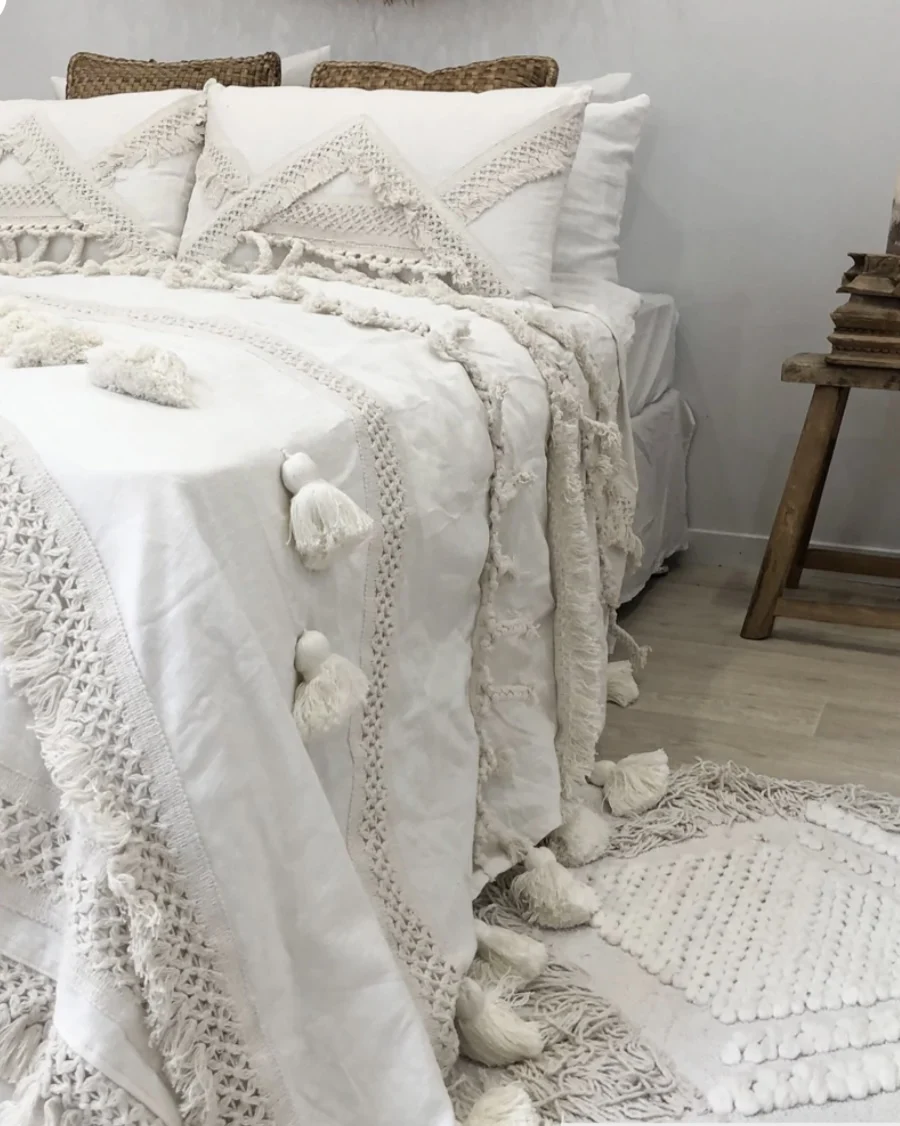 Luxury high quality woven 100% cotton decorative luxe throw blanket