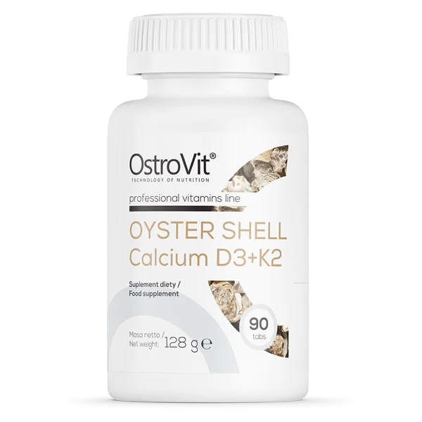 OstroVit Oyster Shell Calcium + D3 + K2 90 tablets strong and healthy bones and teeth joint and muscle pain muscle cramps