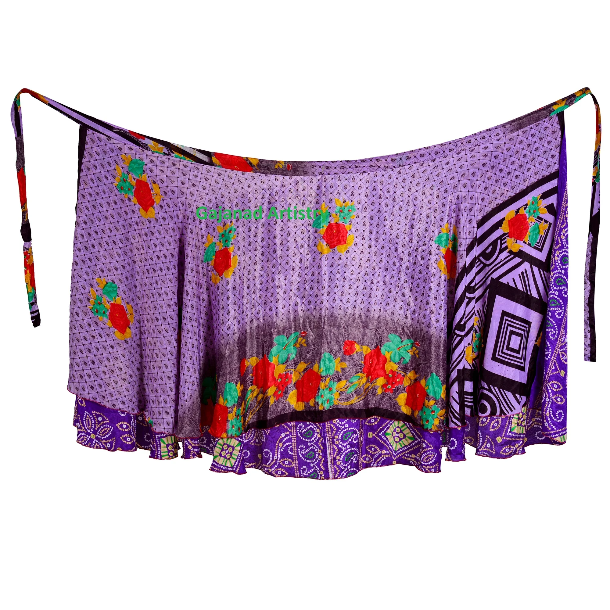 Wrap Long Skirt Festival Summer Casual Skirts Beach Sexy Look Designer Printed  Silk Sari Reversible Two Layer long Wrap Around