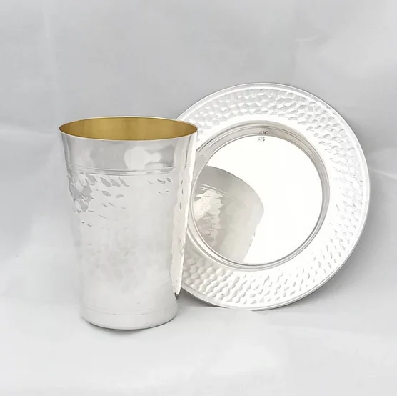 Кубок из серебра 925 пробы KIDDUSH с уникальным дизайном и покрытием филигранный дизайн Сделано в