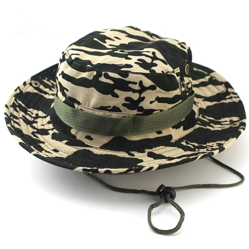 New High Quality Brand Military Camouflage Boonie Hats 26 Colors Outdoor Casual Bucket Hat Hunting Hiking Fishing Climbing Cap