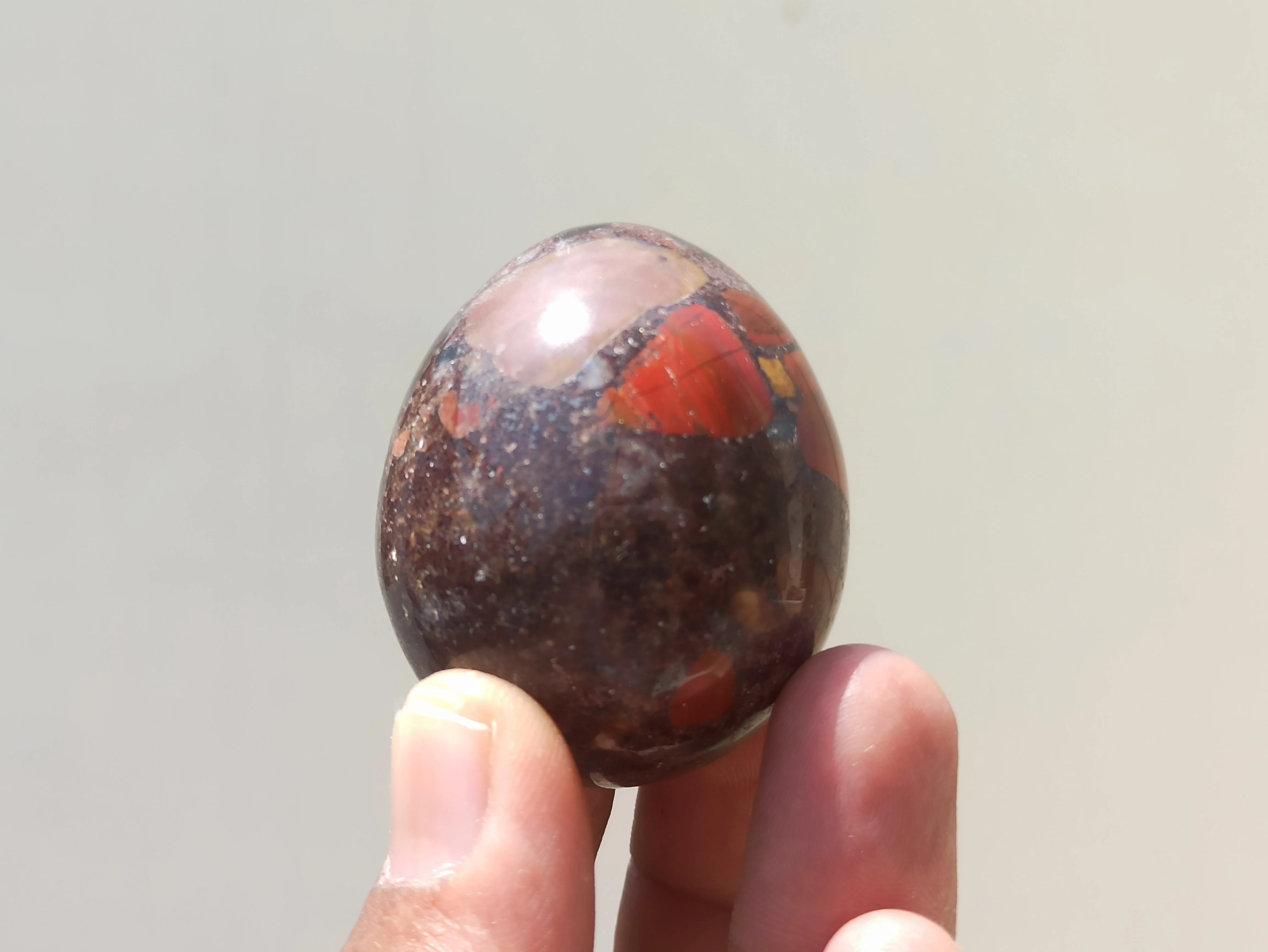 Crystal Wholesale Gemstones Jasper Conglomerate Pudding Stone Egg Natural Top Selling Red Love Wedding Decoration & Gift 1 Color
