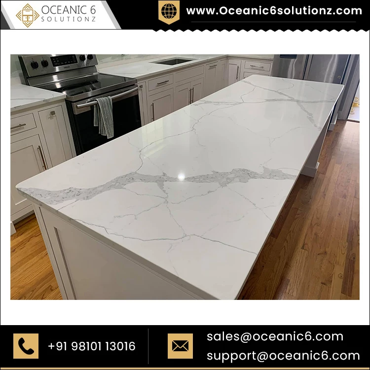 Bianco Calacatta композитные кварцевые столешницы с индивидуальной толщиной для