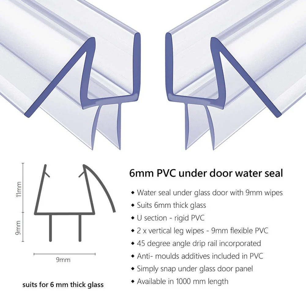 Good PVC Plastic Shower Door Bottom Seal for Bathroom Glass Door