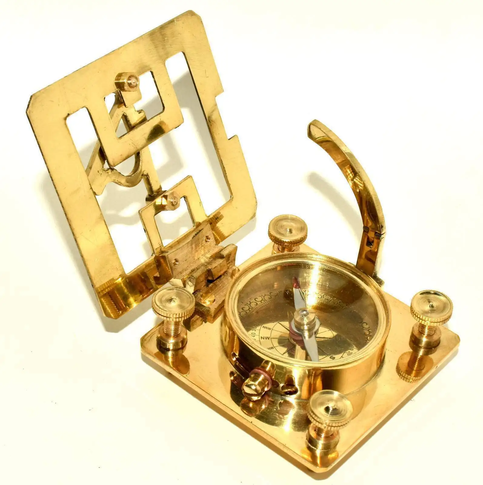 Brass Sundial Compass Marine Working Pocket Style Collectible Decorative