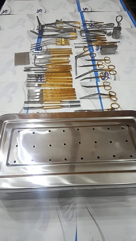 Rhinoplasty Instruments Set of 50 Pcs with Sterilizing Box and Silicone Mat, Plastic Surgery