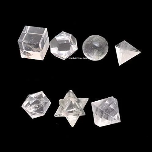 Natural Clear Quartz Crystal Geometry Set Chakra Sacred Geometry Set