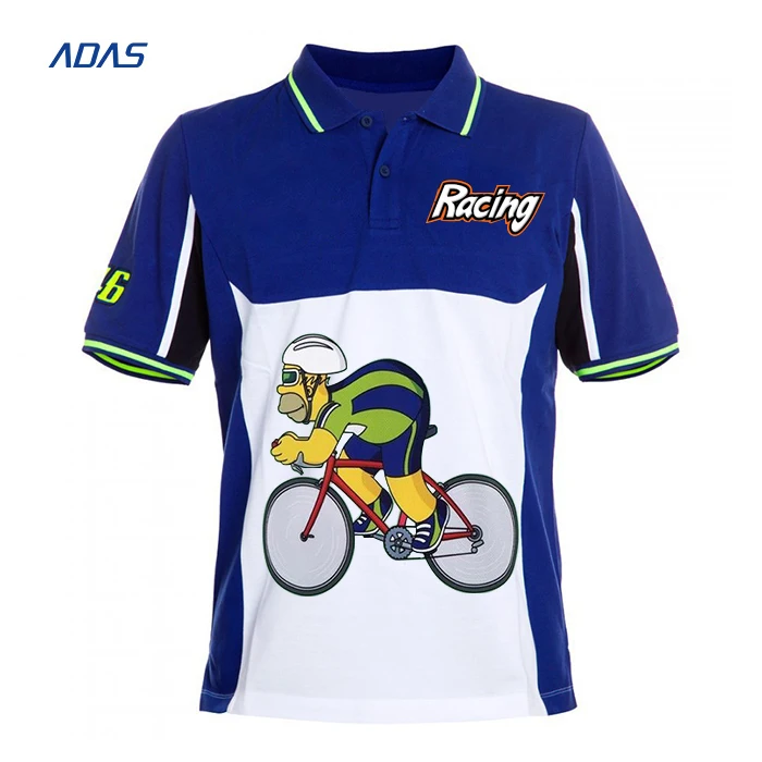 Custom Made Sublimation Cool Dry Motorcycle Car Racing Polo Shirt Custom Auto Racing Shirt Light Weight Polyester Custom Design