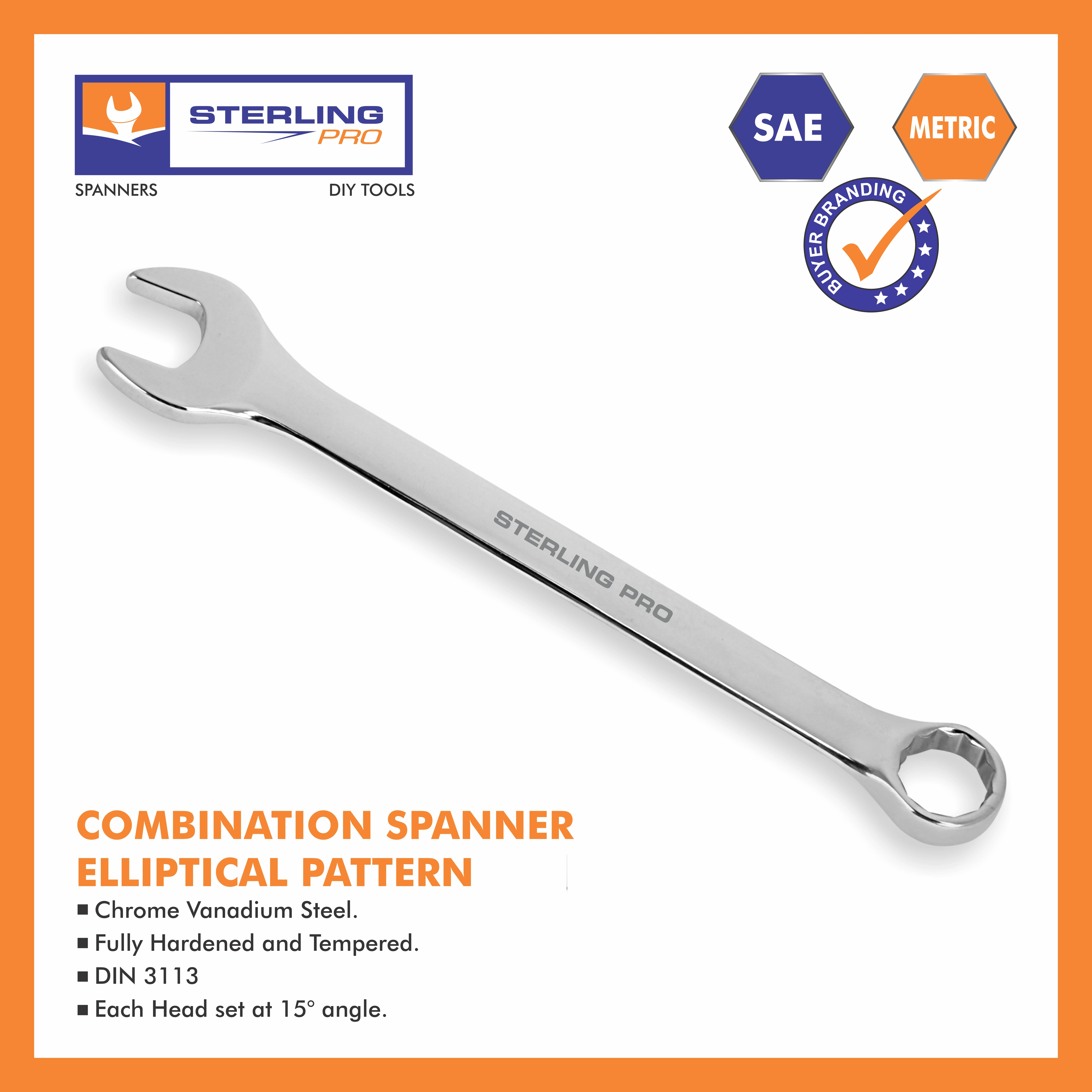 Spanners & Wrenches Elliptical Mirror Finish Satin Finish 20MM Fully Polished Chrome Vanadium Steel Nickel Plated All Brands