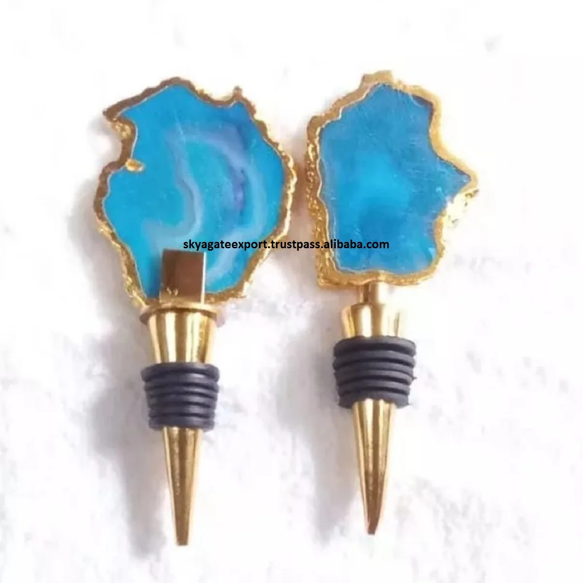 WHOLESALE NATURAL CRYSTAL AGATE BOTTLE STOPPER : GEMSTONE AGATE WINE BOTTLE STOPPER BUY FROM SKY AGATE EXPORT