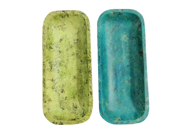 Hot-selling Custom 2022 Mango Wooden Green Large Rectangular Dough Bowl Multipurpose Handmade Design 100% Natural Bowl Trencher