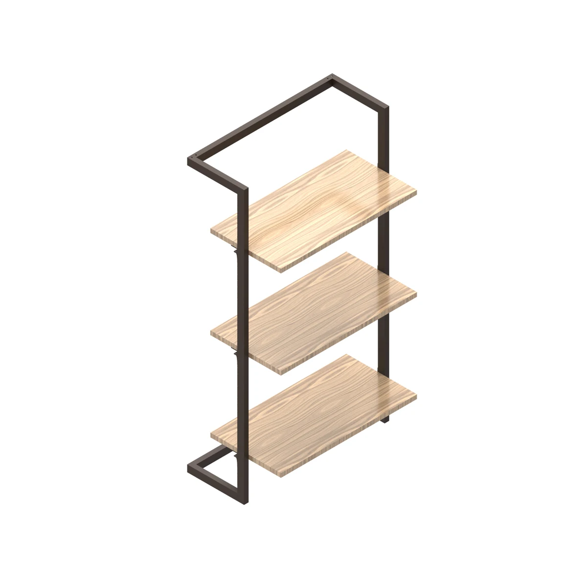 
Wall-mounted storage bookcase with wooden or metal shelves 