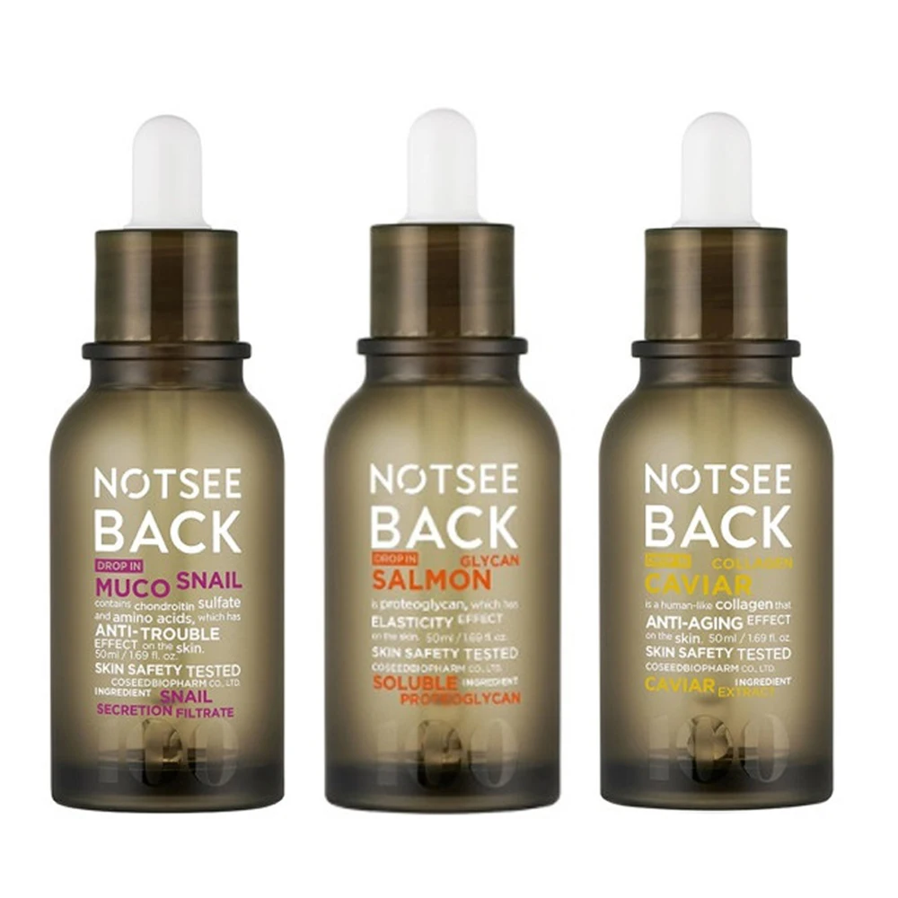 NOTSEEBACK Drop In SERUM 100% Single Ingredient Snail, Salmon, Caviar Collagen 3 Types (50ml 1.69fl oz) Korea