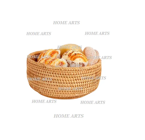 Set of 3 different sizes fruits bamboo basket designer round shape  rattan basket for vegetable and fruits storage
