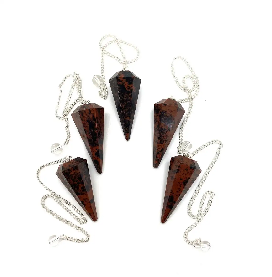 Оптовая продажа красное дерево обсидиан 6 граней камень маятник лечебный энергетический Балансирующий