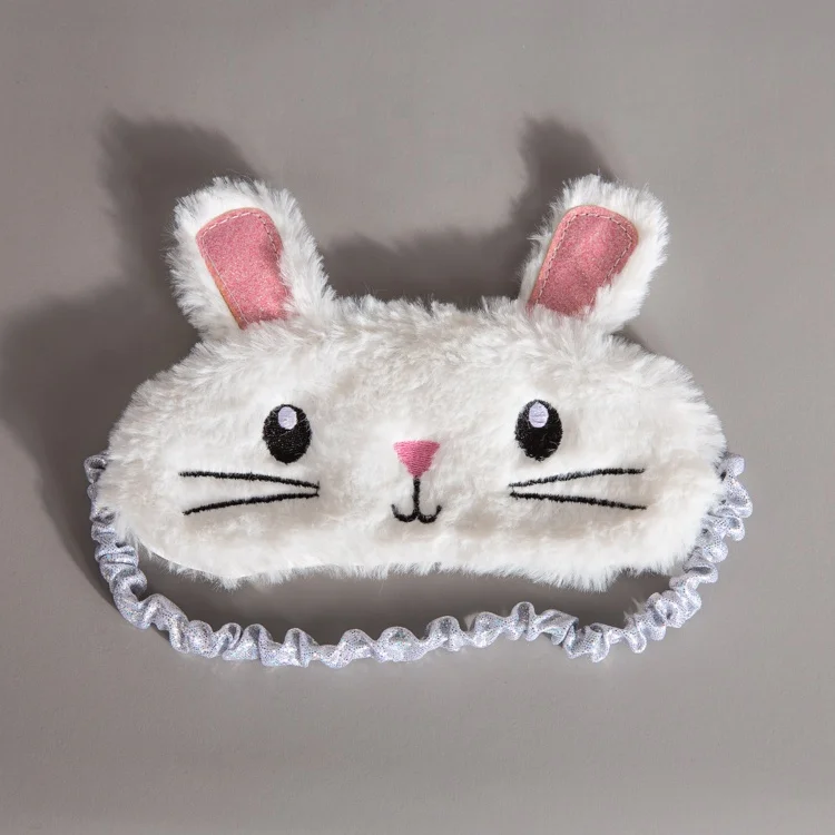 
EASTER BEAUTY ACCESSORIES FAUX FUR SLEEPING EYE MASK WHITE RABBIT EMBROIDERY FACE GLITTER EAR 