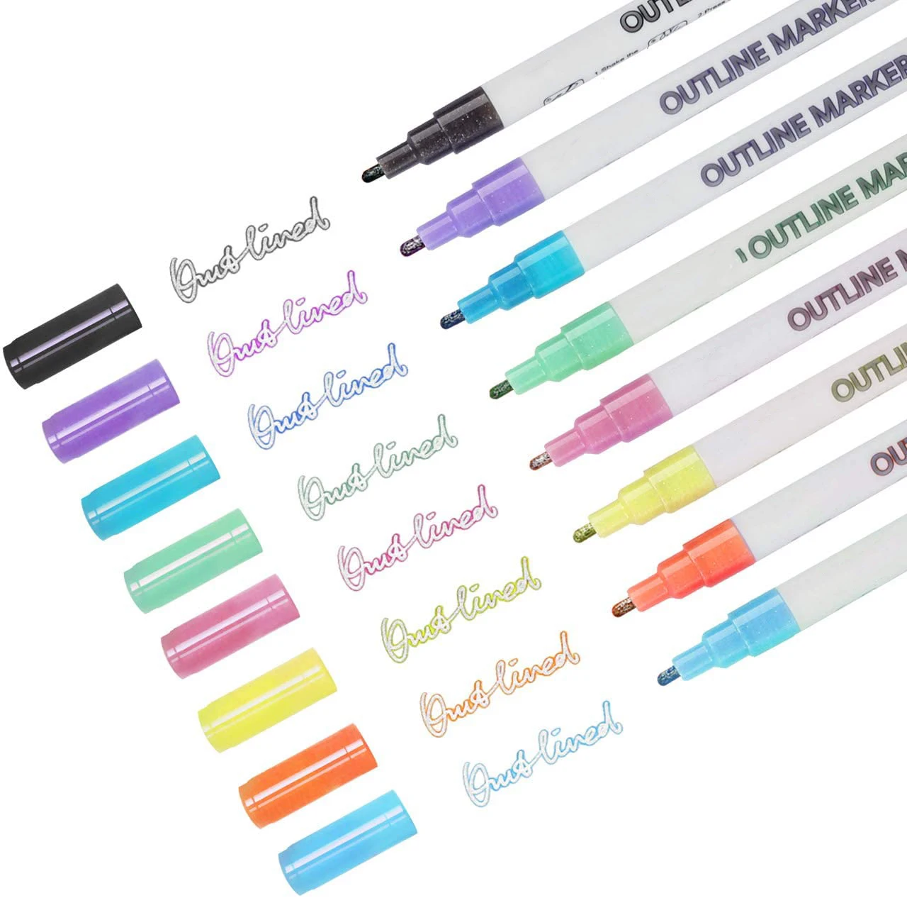 High quality water-based Ink Marker Pen 8 color fantasy color double line flash pen