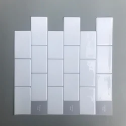 White Vinyl Sticker Self Adhesive Wallpaper 3D Peel and Stick Backsplash Wall Tiles for Kitchen