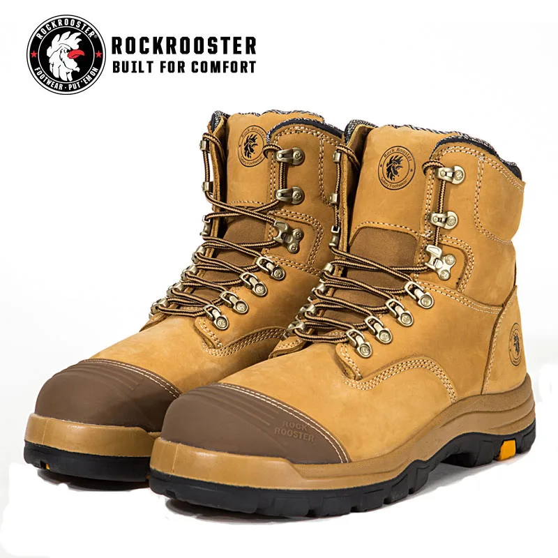 Rockrooster Wheat Laceup Safety Boots Durable Scuff Toecap And Triple Stitched  Safety Boots Mining Safety Boots