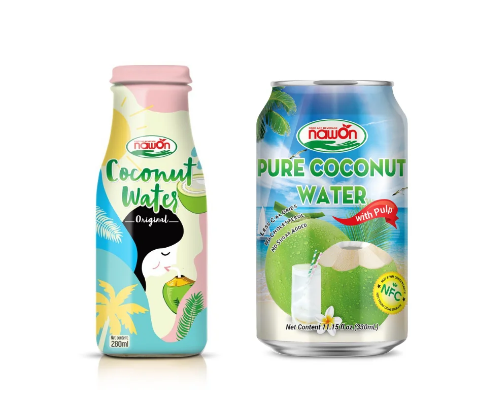 Wholesale Coconut Tender Water Vietnam Glass Bottle 290ml Mango Flavor Fresh Natural 100% Pure Healthy No Sugar OEM