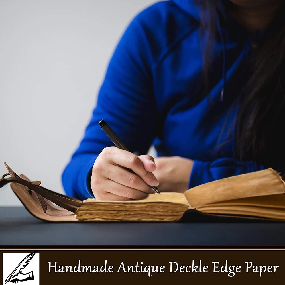 Handmade Antique Deckle Edge Paper Leather Sketchbook Book of Shadows Journal Thick Journal Vintage Journal