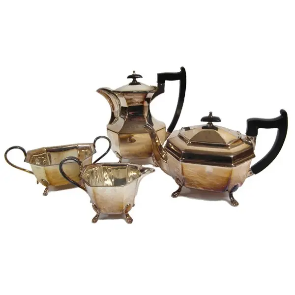 Traditional Heavy Weight Four Pieces EPNS Tea And Coffee Set Silver Plated Consist Of Hot Water Pot Tea Pot Sugar And Creamer
